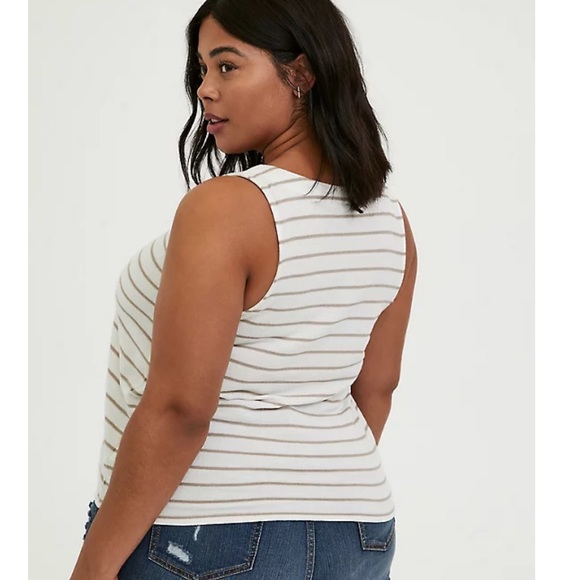 Torrid ivory and taupe striped tank top - Picture 3 of 6